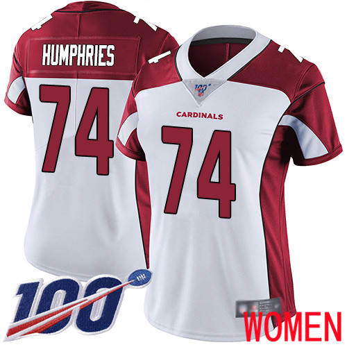 Arizona Cardinals Limited White Women D.J. Humphries Road Jersey NFL Football #74 100th Season Vapor Untouchable